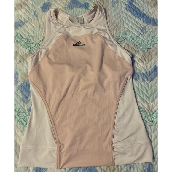 Adidas x Stella McCartney Light Pink/White Barricade Active Tank, Large - Picture 1 of 5